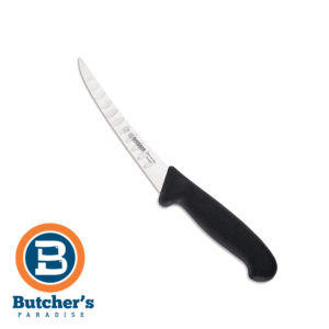 Butcher's Giesser 6" Curved Narrow Stiff Fluted Boning Knife Black | 2515wwl15