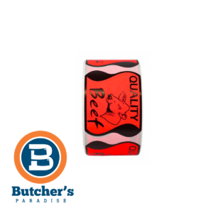 Butcher Sticker Roll 55x42mm Quality Beef Orange/Red 500pcs